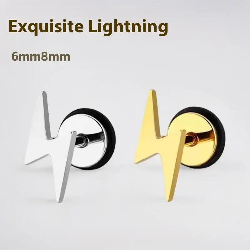 Orecchini a bottone con fulmine posteriore piatto unisex in acciaio inossidabile da 2 pezzi 16G, orecchini a elica trago cartilagine in acciaio inossidabile lucidato