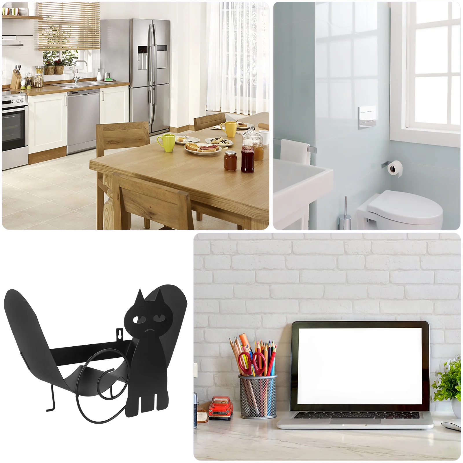 

Cat Shape Roll Paper Holder Large Capacity Metal Tissue Rack Chic Home Office Bathroom Storage Organizer Roll Paper Storage Rack