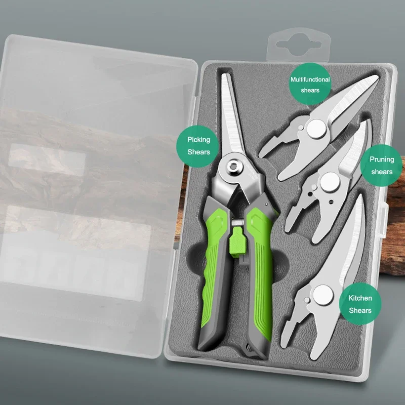 Four in One Garden Manual Art Trimming Interchangeable Head Multi functional Professional Potted Lawn Garden