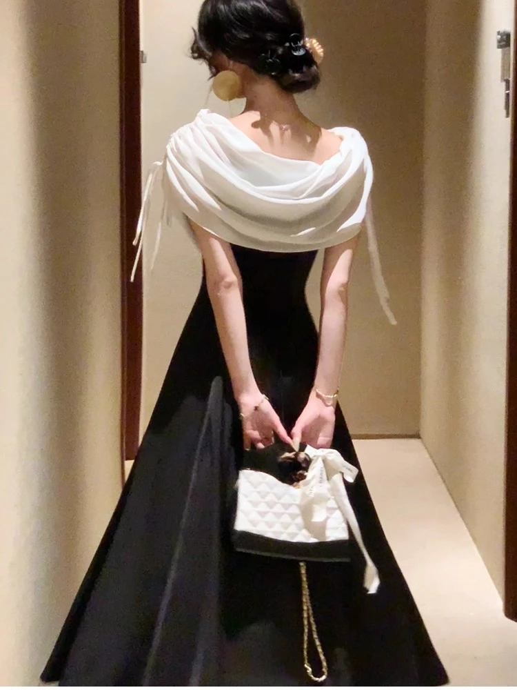 فستان نسائي بكتف مائل بلا أكمام ، فستان أنيق من قطعة واحدة ، فستان فرنسي ضيق ، كاجوال ، حفلة مسائية ، موضة كورية ، صيف