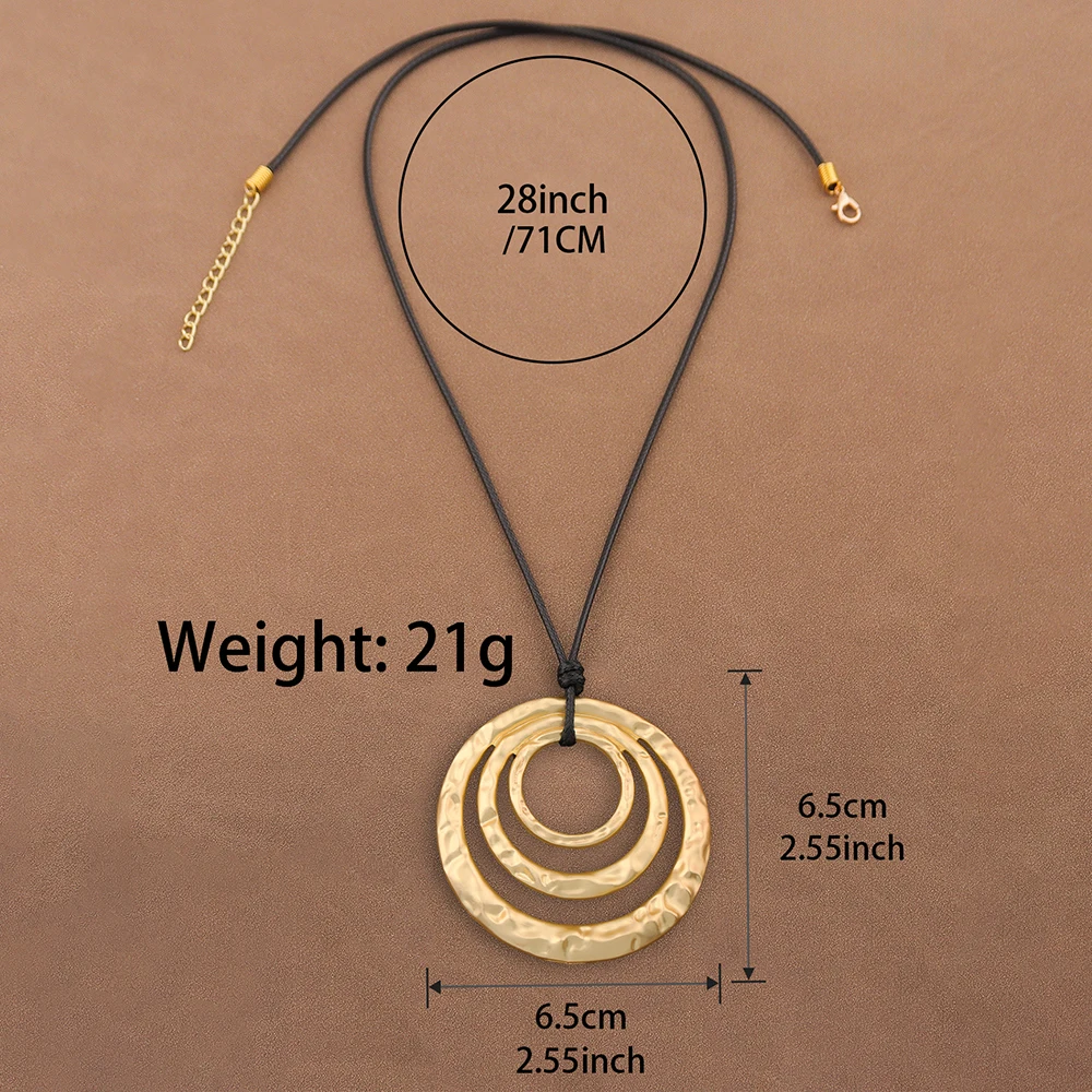 1pc Minimalist Personalized Hollowed Out Flower/Square/Shell Pendant On Lucky Long Wax Rope Sweater Chain Necklace Jewelry Gifts