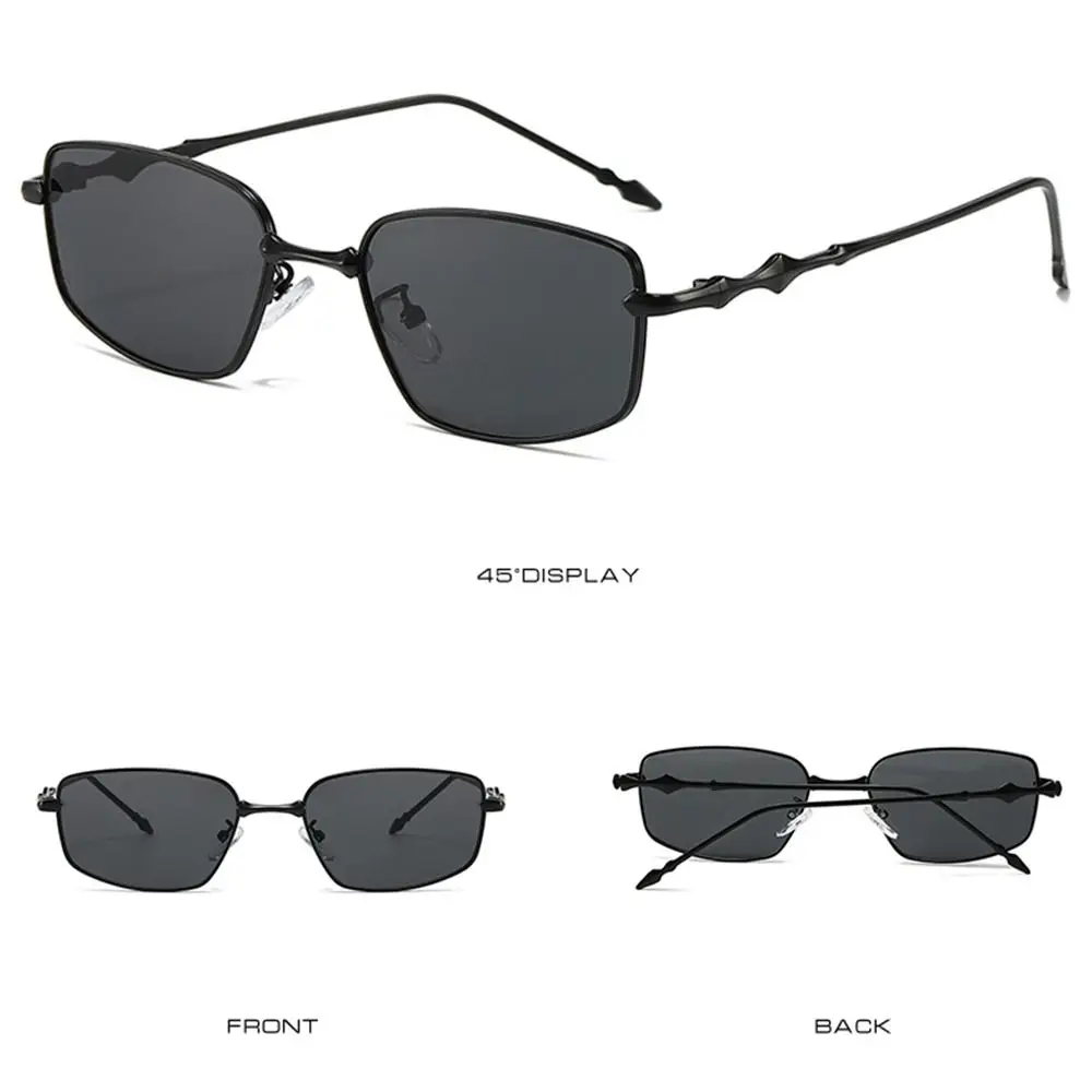 نظارات شمسية بإطار ضيق عتيق غير منتظم مضادة للضوء الأزرق مع إطار معدني نظارات شمسية مربعة صغيرة