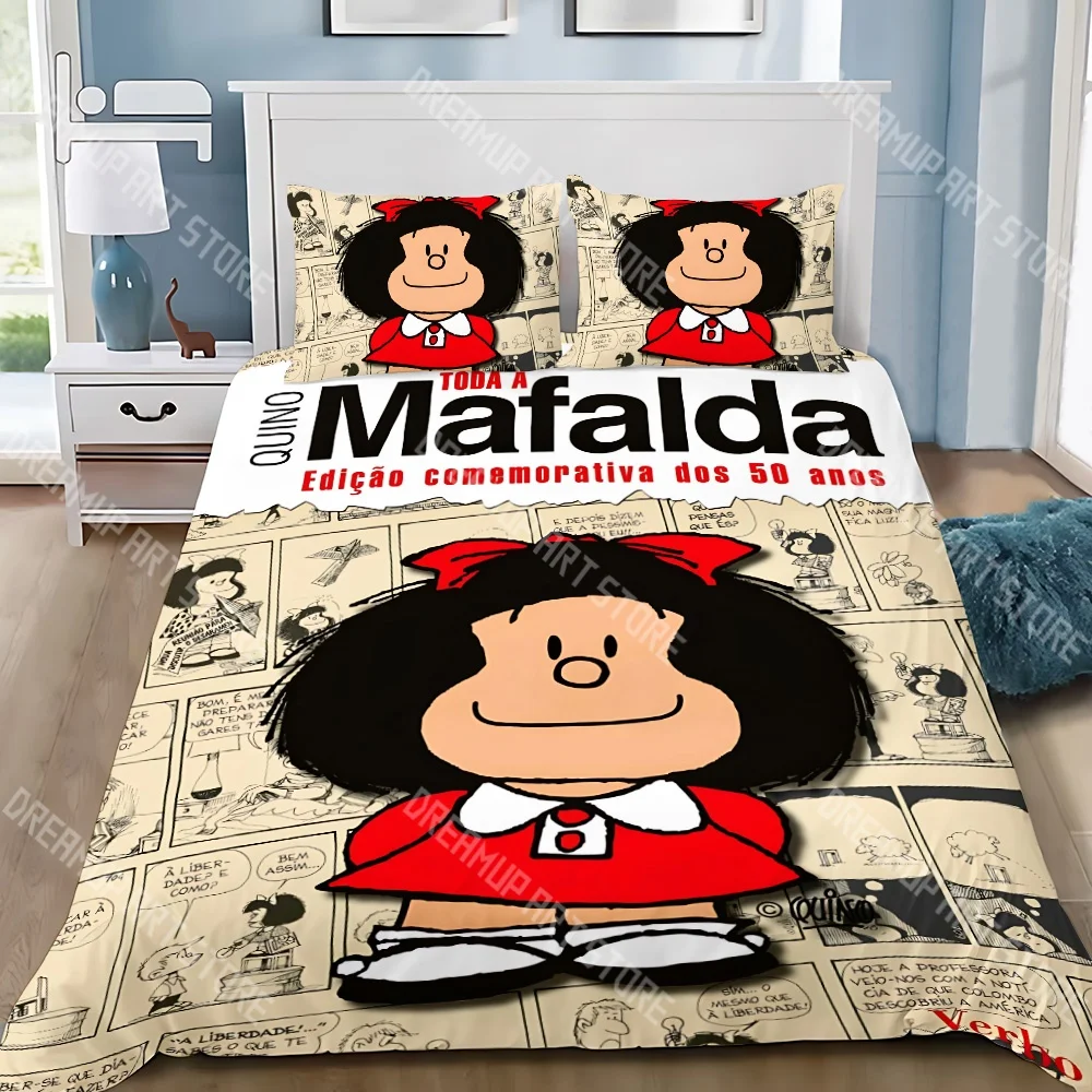 3D Printed M-Mafalda Manga Bedding Set for Boys Girls Duvet Cover Pillowcase Twin Queen King Full Single Double Sizes