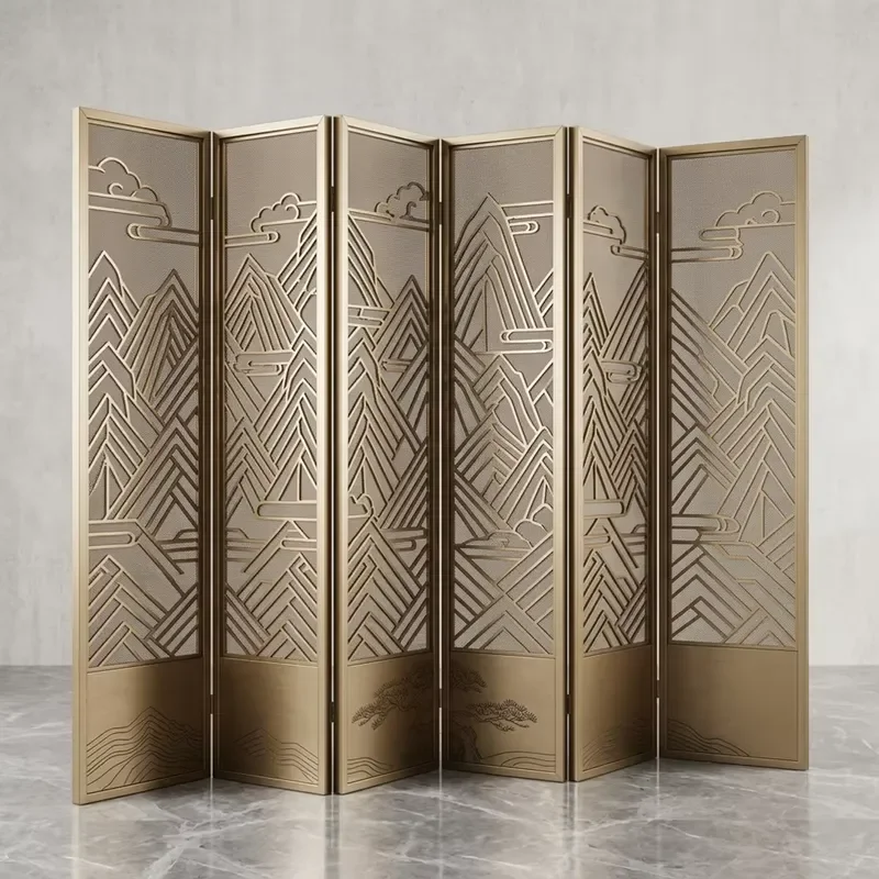 Custom Stainless Steel Folding Screen Room Divider, Cut Decorative Art Partition for Hotel Villa Living Room