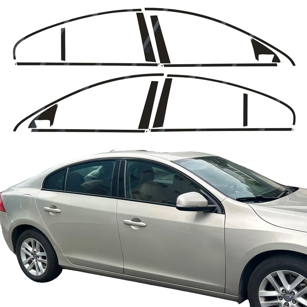 

Декоративная наклейка для внешних оконных проемов Volvo S60 2011-2018, глянцевая черная, без хромированного покрытия