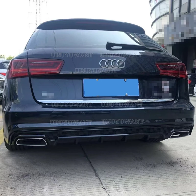 Für Audi A6 C7.5 Limousine Standard Stoßstange/S-Line Stoßstange C7.5 Avant PP Heckstoßstange Lippe Diffusor Auspuff Endrohr 2016-2018 S6 Stil