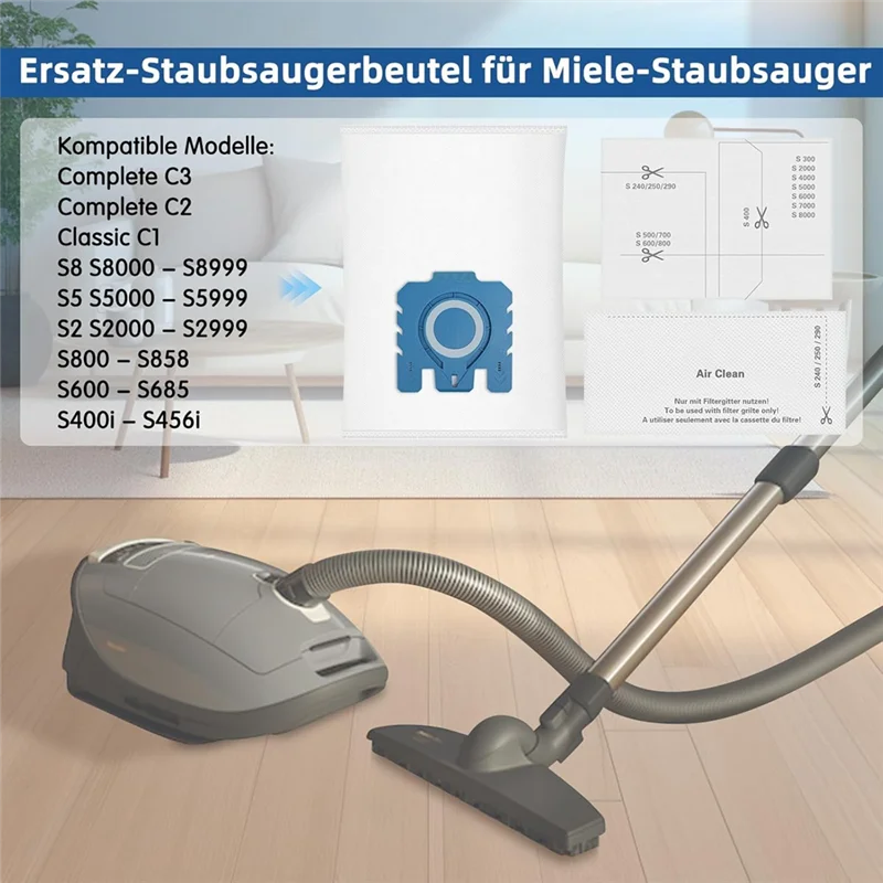 ABZA-12 PCS Sacos de aspirador de pó para Hyclean 3D GN Sacos de pó para C1 C2 C3 S2 S5 S8 S600 S800