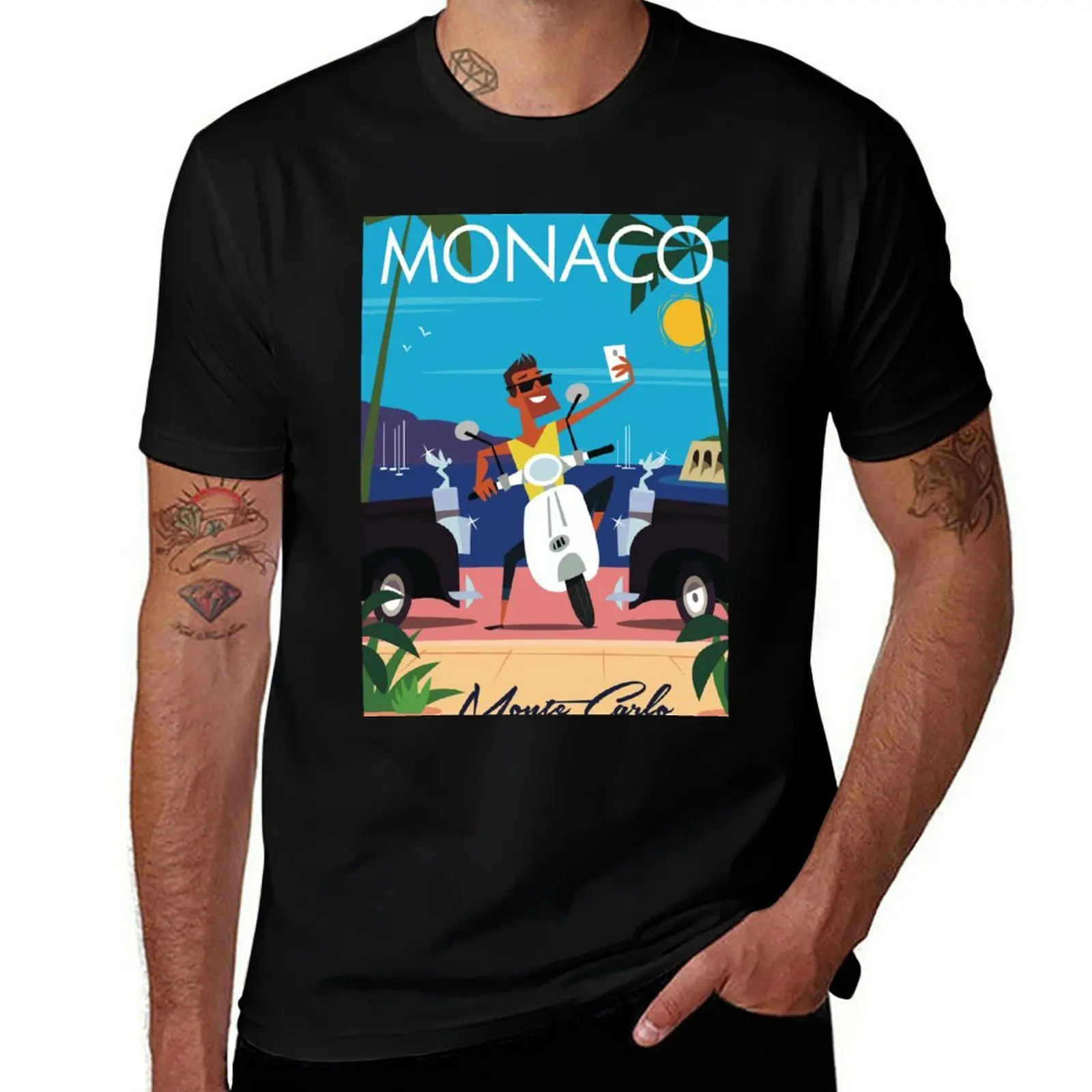 Monaco poster T-Shirt Novelty Print Casual Tee Shirt T-Shirt