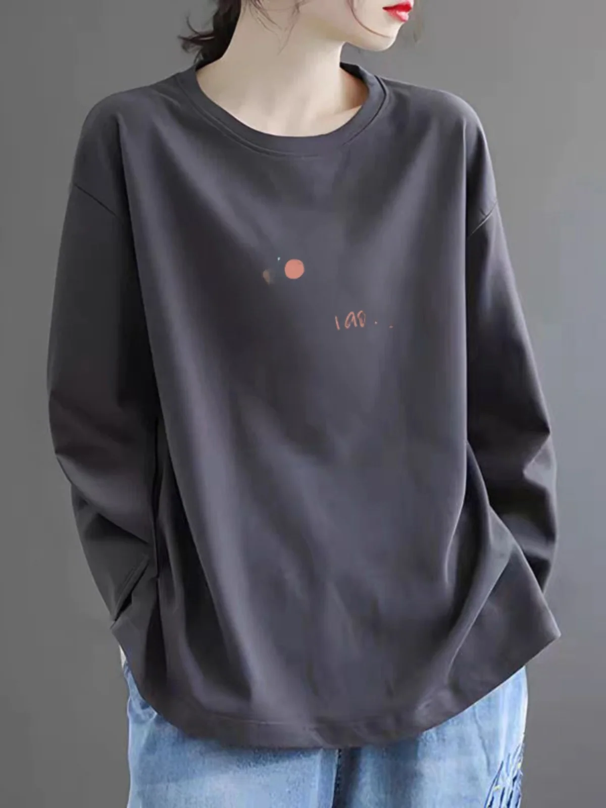 

00% чистый хлопок, длинная све, повседневная футболка, женская осенне-зимняя утягивающая свободная высококачественная футболка с базовым слоем, моющийся, удобный