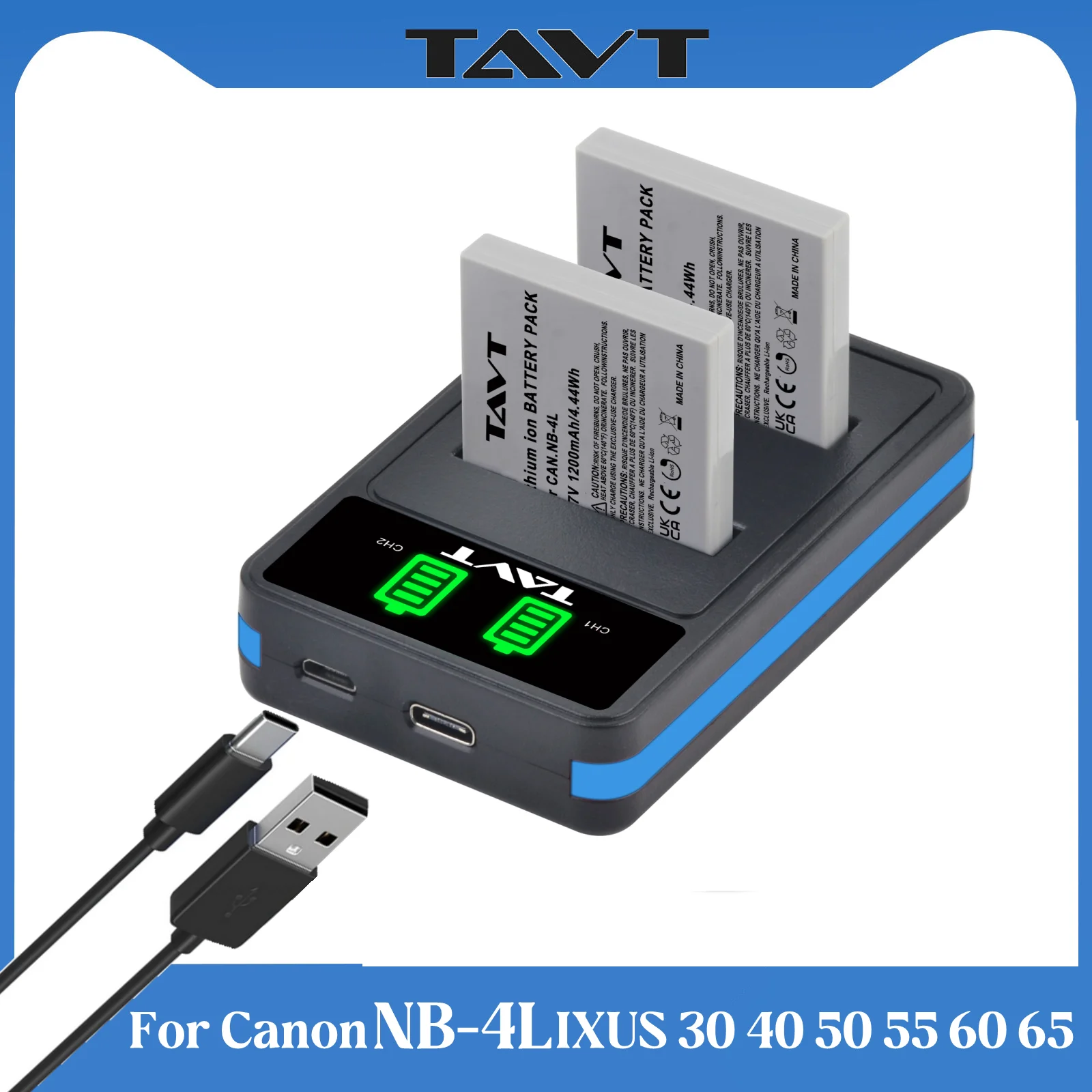 TAVT NB-4L NB4L Battery+LED USB Dual Charger for Canon IXUS 30 40 50 55 60 65 80 75 100 110 115 120 130 IS 117 220 230 255 NB 4L