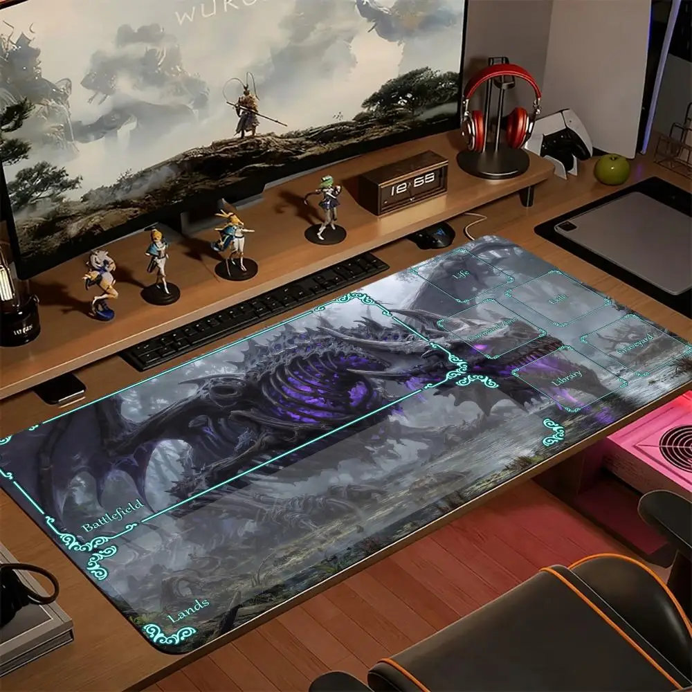 

Magic playmat rubber anti-slip gaming mats Trading Card Game edge locking pc accessories Undead Skeleton Dragon mat