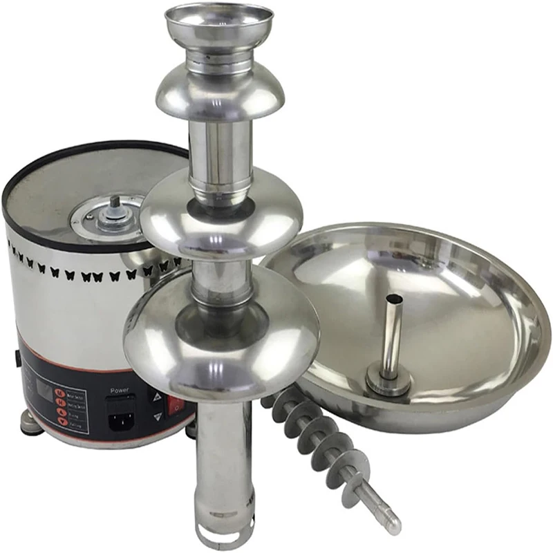 เครื่องทำน้ำพุช็อกโกแลตแบบ 4 ชั้น 110V สแตนเลสสตีล พร้อมระบบทำความร้อนไฟฟ้า สำหรับงานวันเกิด