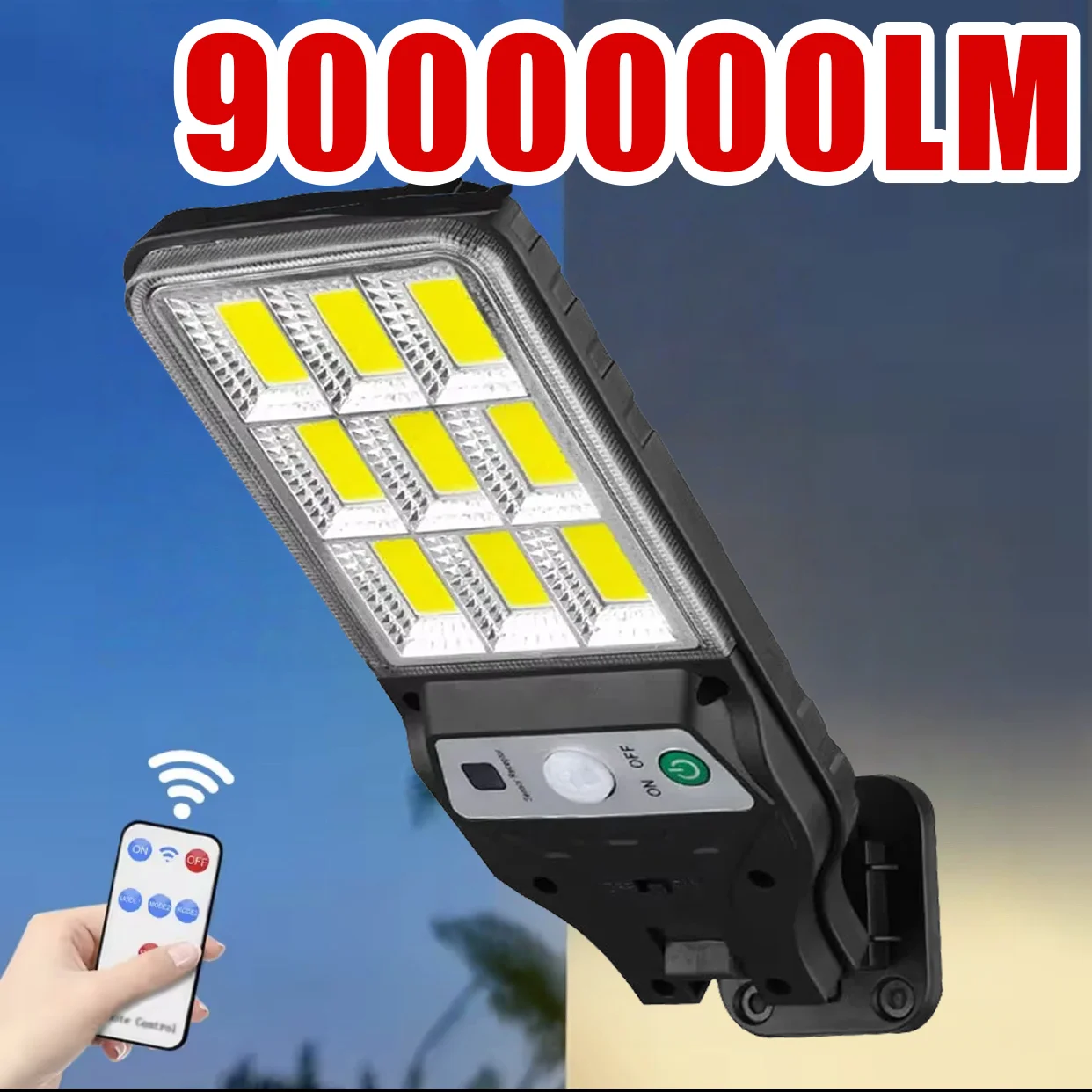 9000000LM Solar LED Lights Outdoor Waterproof Motion Sensor External Solar Lamps With 3 Modes Wall Street Garden Lantern Patio