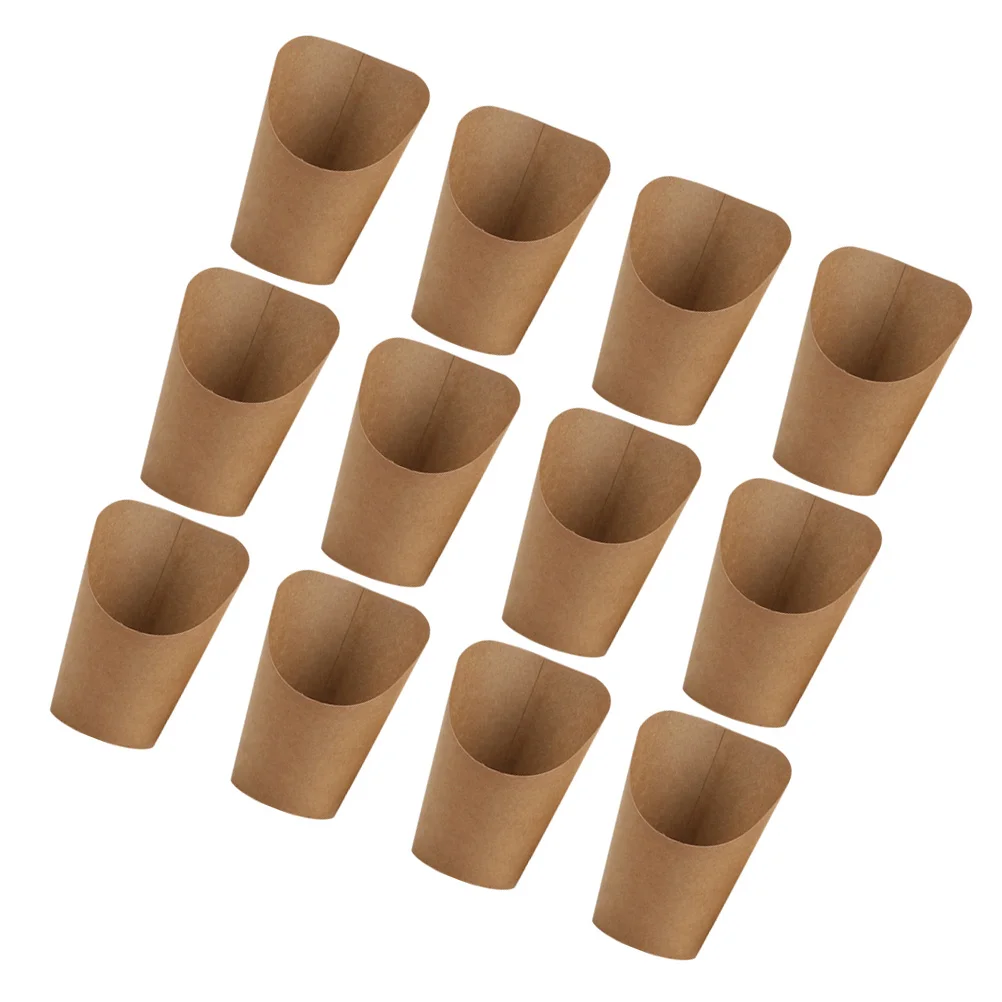 50 Pcs French Fries Packing Bucket Paper Bag Holders Fry Bags for Food Take-out Snacks Cones Cake