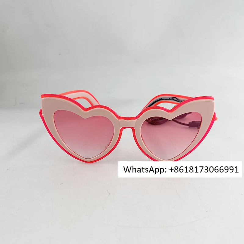 New Peach Heart Shining Sunglasses for Men's European and American Party Love Frame Glasses