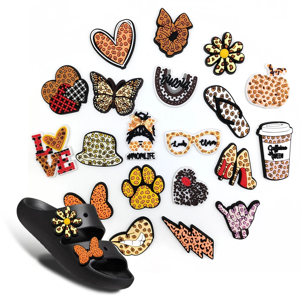 

20-100pcs Fashion leopard print Shoe Charms DIY Craft Accessories Shoe Jibbitz-Type Charms for Crocs-style Kids Adult Xmas Gifts