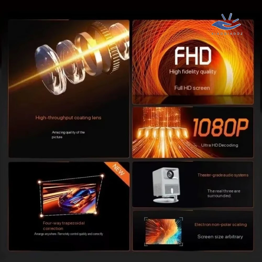 4k Portable Projector Home Theater Movie Video Cinema Tablet Android High Definition Led TV Child 1080P Native Bluetooth Wifi