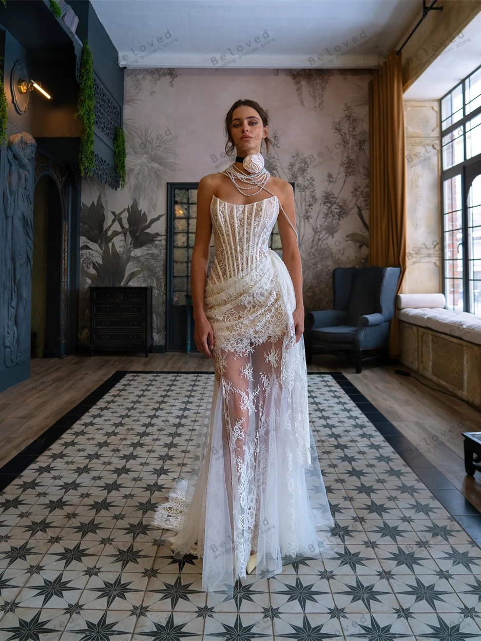 Vestidos de casamento modernos elegantes vestidos de noiva rendas apliques sem mangas mini vestidos sem mangas vestidos de novia personalizado 2025