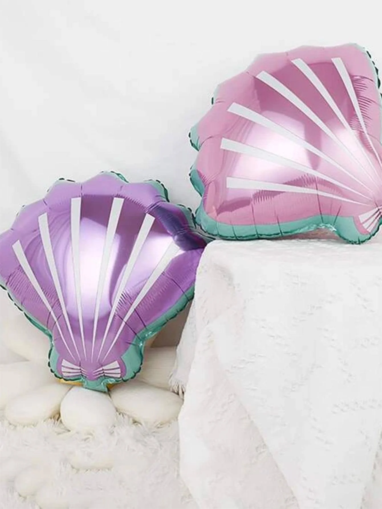 2PCS 16 inch Purple Pink Aluminum Film Small Shell Mermaid Decorative Balloon