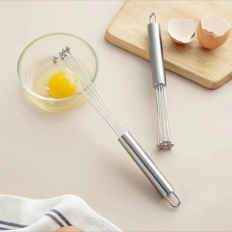 Stainless Steel Mini Ball Whisk Cooking Blender Egg Whisk Hand Stirrer Multifunctional Portable Egg Beater Manual Mixer Whisk