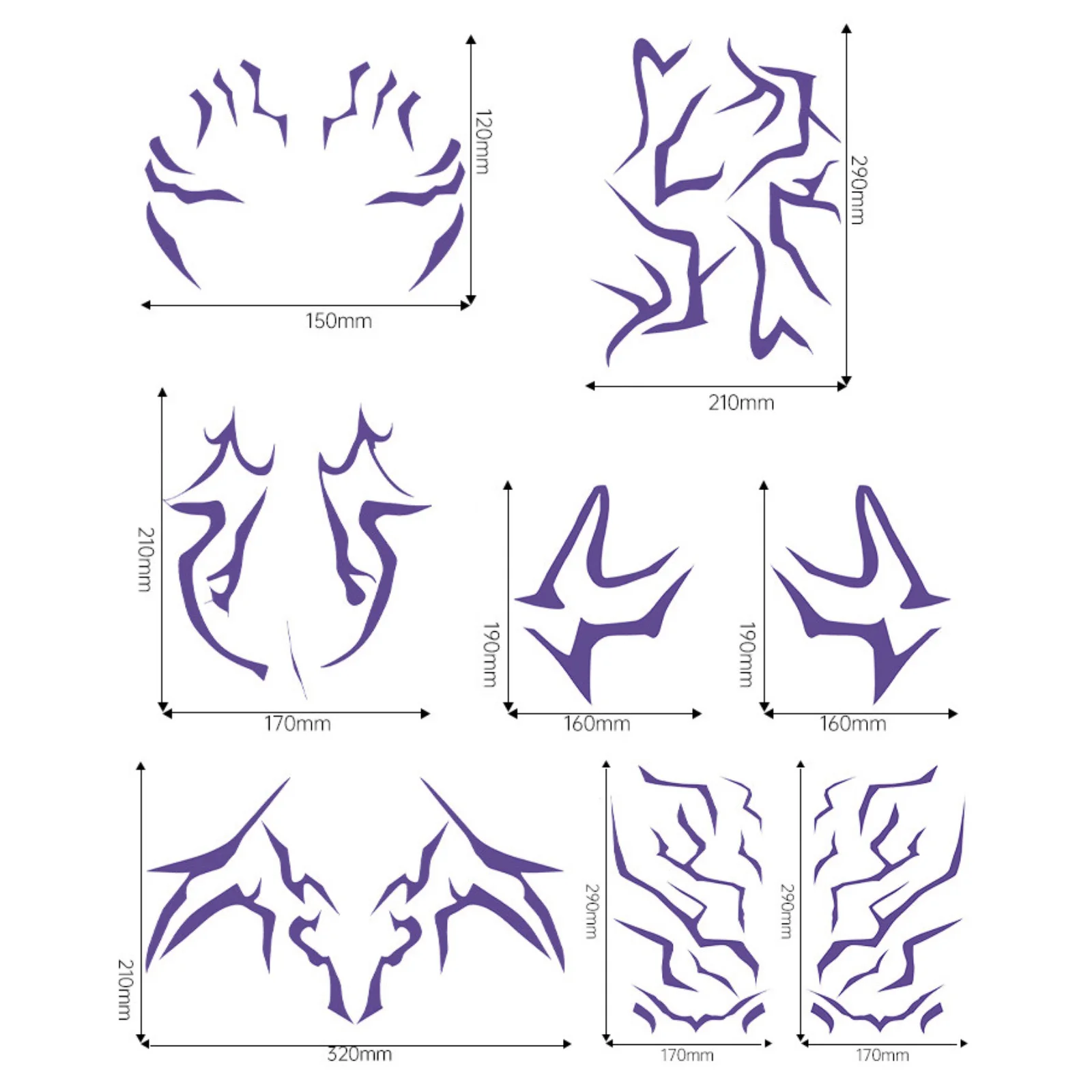 Pegatinas de tatuajes de Cosplay para adultos de Anime, conjunto de pegatinas para el cuerpo con láser púrpura, accesorios de disfraz para maquillaje de fiesta de Halloween