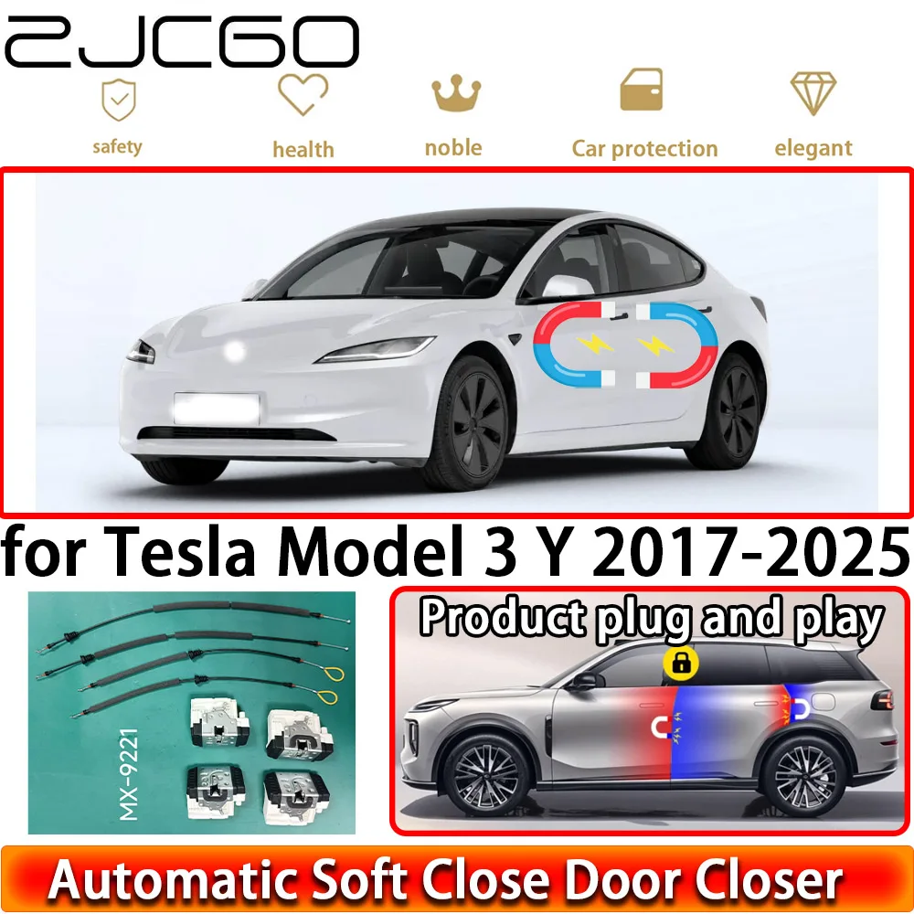 

Комплект доводчиков дверей ZJCGO для Tesla Model 3 Y 2017-2025, OEM, с электроприводом, автоматическим закрыванием, легким открыванием, Plug & Play