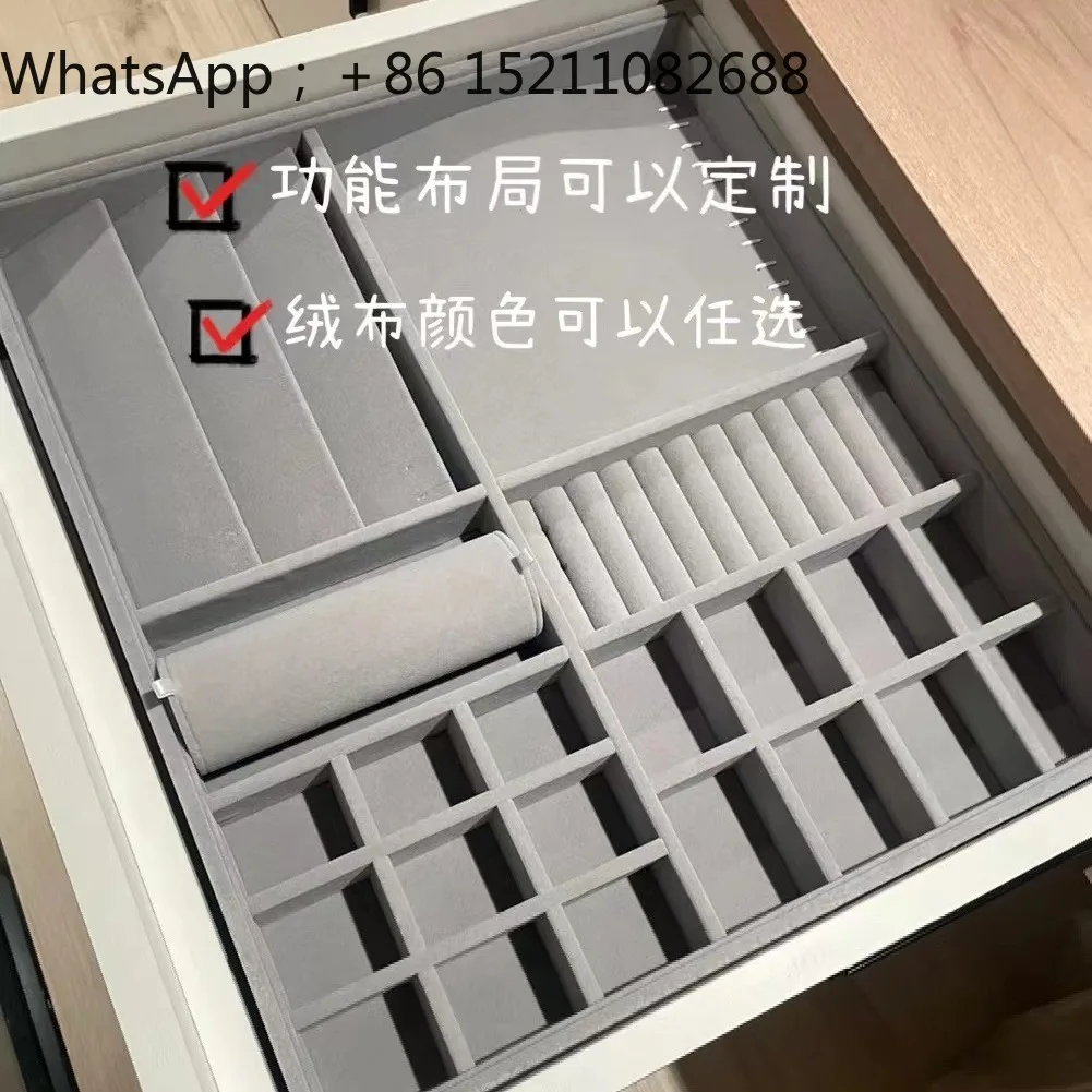 LLY Multifunctional Jewelry Storage Box Ring Necklace Jewelry Tray Dresser Drawer Divide Flannel Delicate