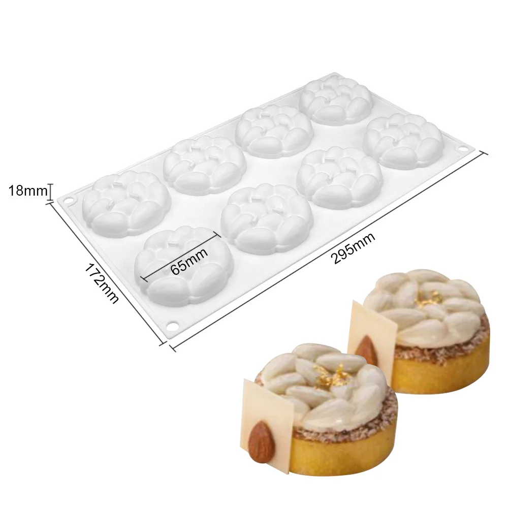 Dorica New 1/8 Holes Almond Silicone Cake Mousse Mold Diy Handmade Soap Mould Fondant Cake Decorating Tools Kitchen Bakeware