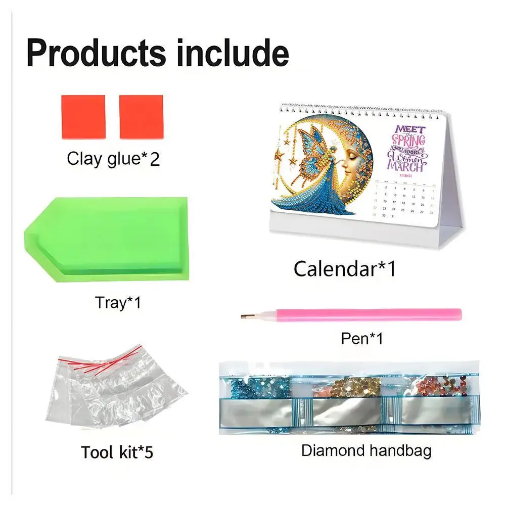 Kalender Meja Lukisan Berlian DIY Kalender Meja Kerajinan Seni Natal Tahun Baru untuk Pecinta Kerajinan Pemula Dekorasi Rumah