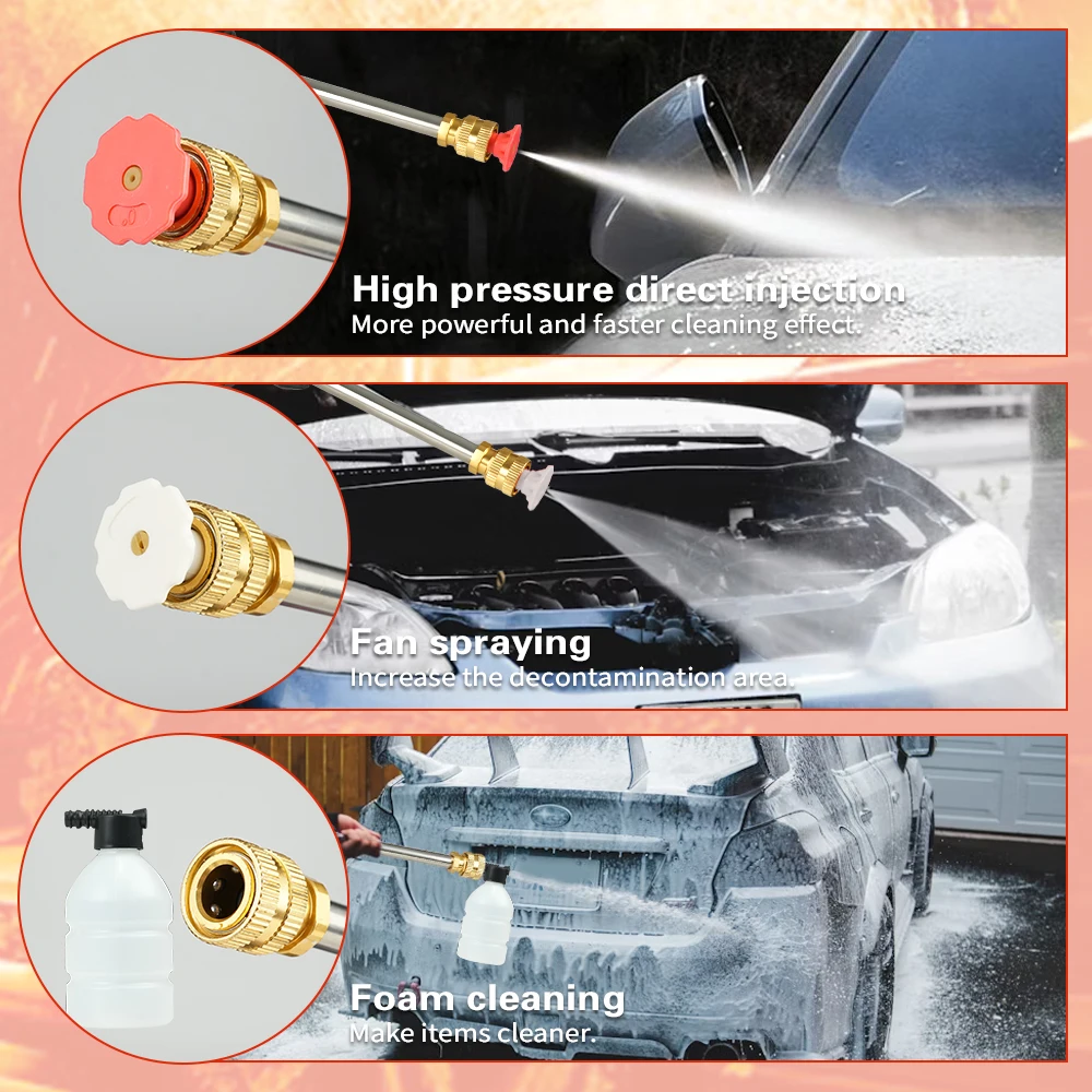 21V Cordless High Pressure Washer 5M Hose Portable Electric Cleaner for Car Garden BBQ Grill Rock Hounding Outdoor Cleaning