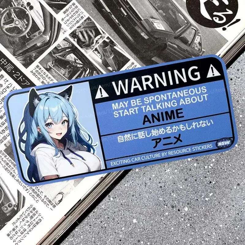 Cartoon Car Sticker Warning Airbag Check Warning Decal Anime Waterproof Car Accessories Stickers SH40 Mini Cooper Accessories view 5