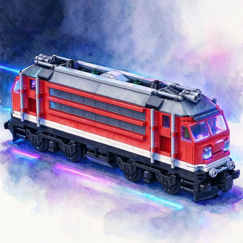 MOC Building Blocks Industrial Diesel Locomotive Cab Window Detail Roof Exhaust Fan DIY Brick Kit Desktop Collectible Display