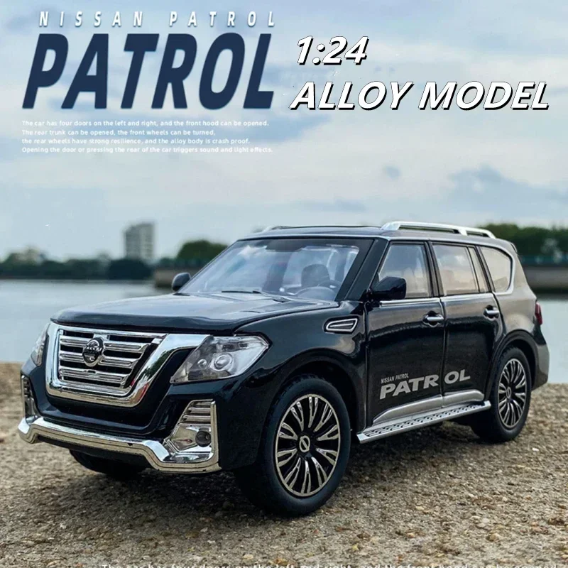 

Модель автомобиля из сплава Nissan Patrol, литая под давлением 1:24, металлическая игрушка, внедорожники, модель автомобиля, имитация звука, свет, коллекция игрушек в подарок