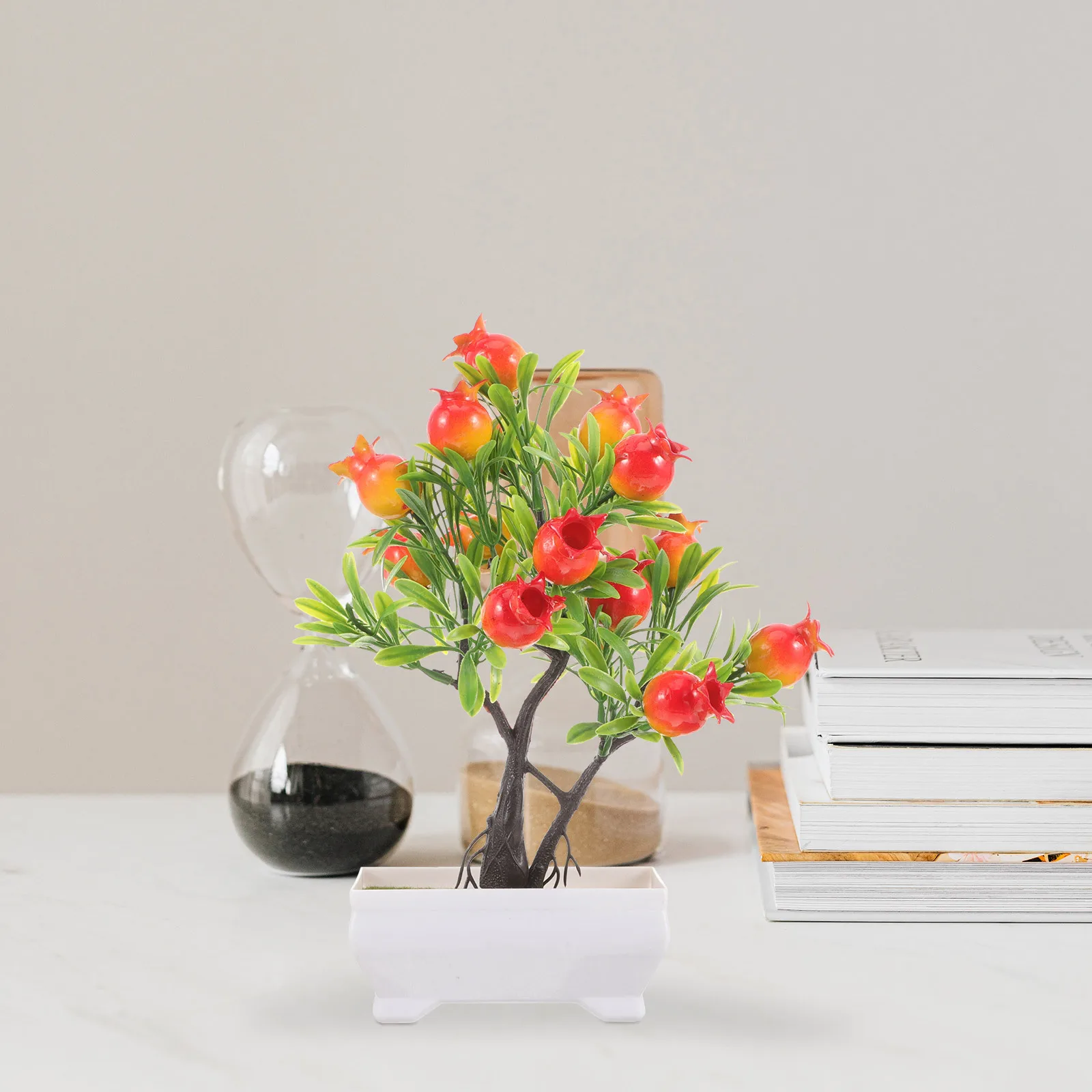 

Simulation Pomegranate Tree Faux Fruit Decor Plastic Lightweight Not Easy Break Modern Pastoral Nordic Style Gift