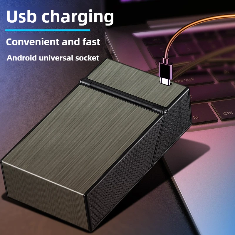 20 Thick Cigarette Case Tungsten Wire Igniter USB Charging Lighter Outdoor Waterproof and Moisture proof Electronic Lighters