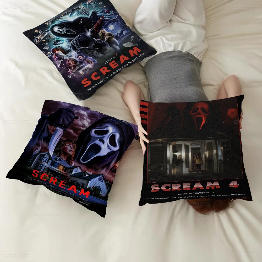 

S-Scream Horror Movie Pillow Covers Cartoon Sofa Decorative Home Double-sided Printing Short Plush Cute Cushion Cover