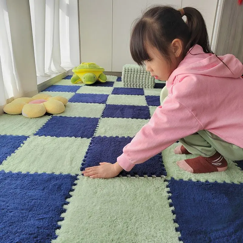 10/100PCS  Anti-shock Mat for Babies Puzzle Mat Living Room Bedroom Square Foam Plush Pad Plush Carpet Baby Padded Baby Carpet ﻿