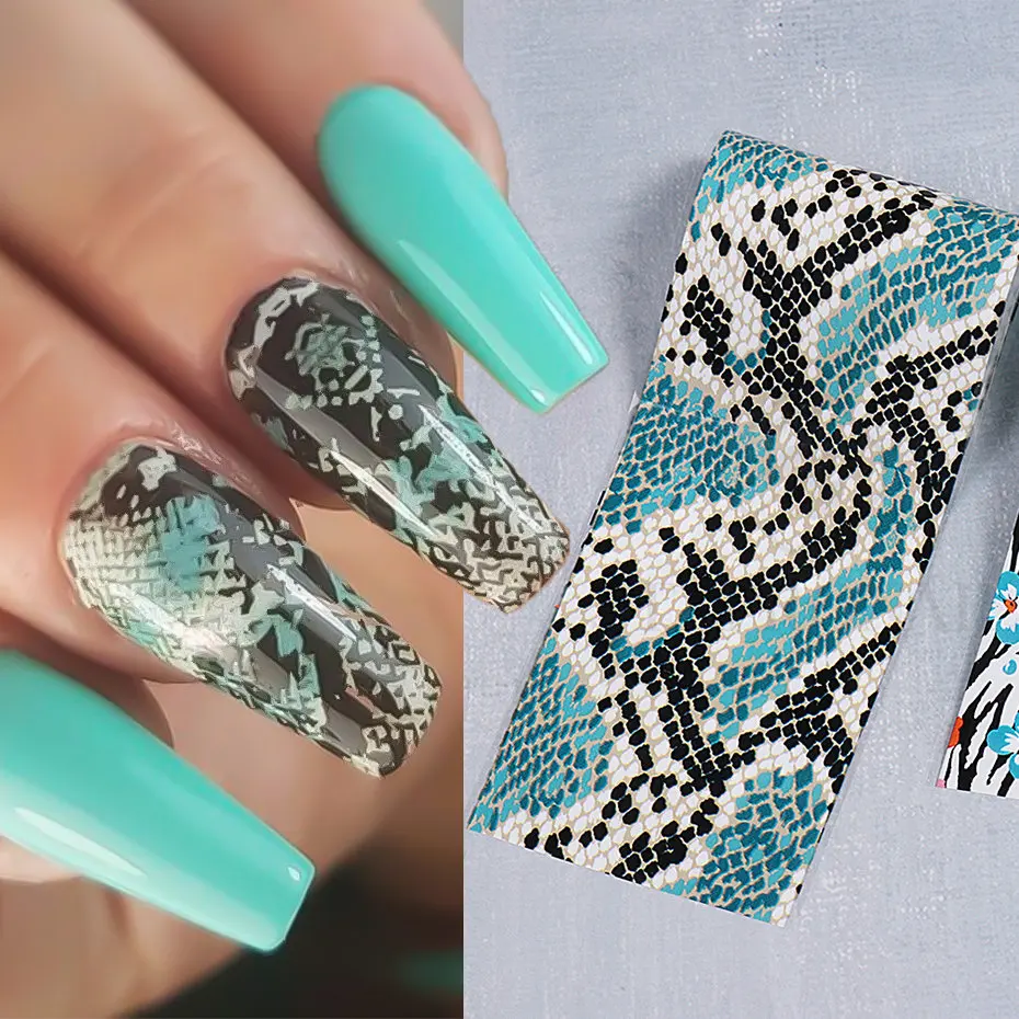 10pcs Nail Art Foils Sticker Snake Skin Texture Wild Animals Sexy Leopard Print Design DIY Manicure Nail Art Decorations SLD8130