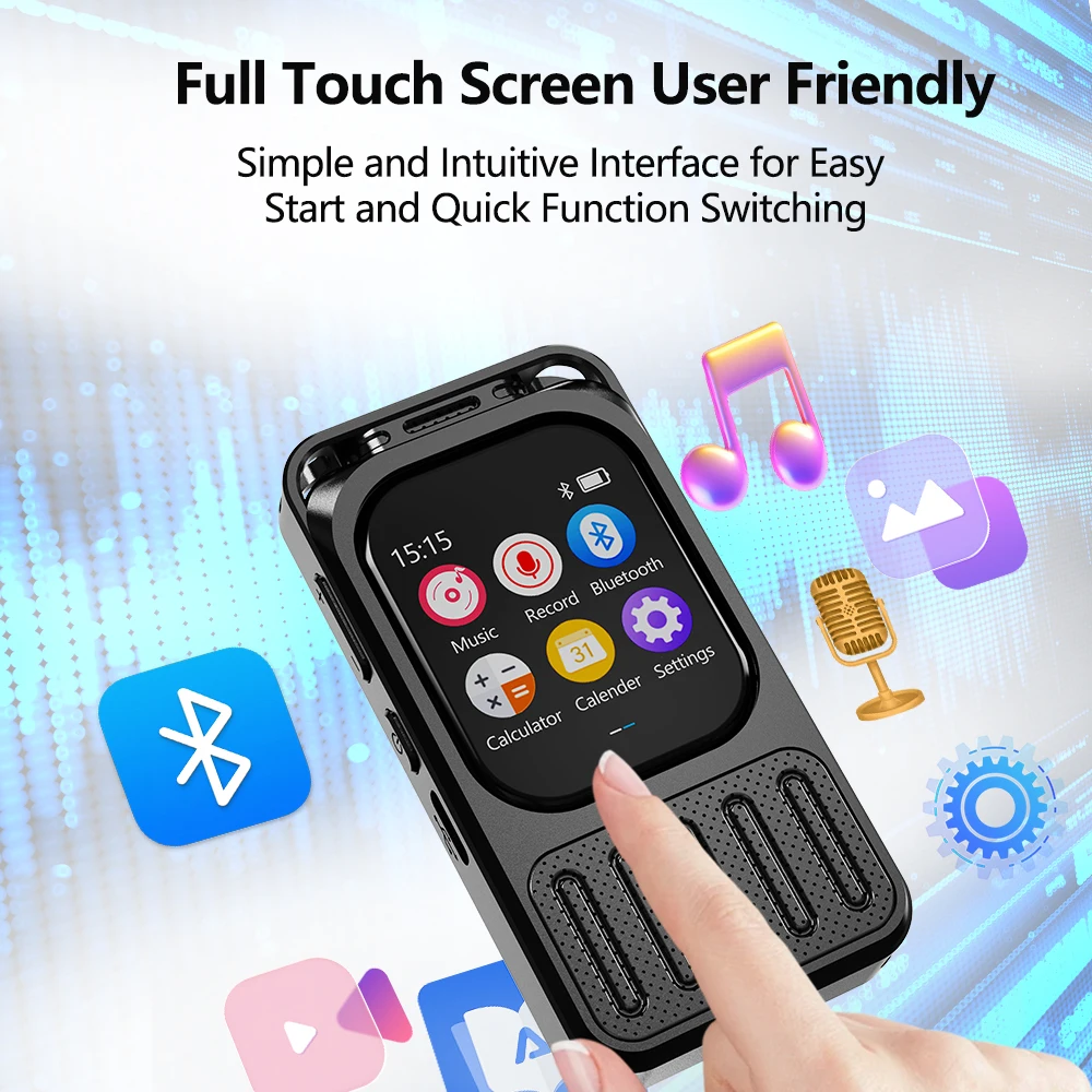 Vandlion V78 MP3 Music Player Touch Screen E-book Reading Browse Photos Videos 1200mAh Large Battery Capacity HiFi Voice Record