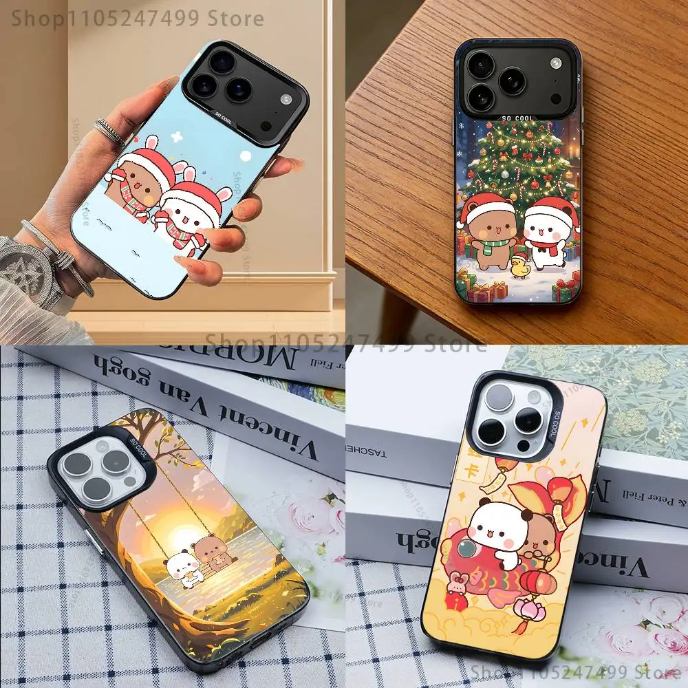 

Cute B-Bubu Dudu Phone Case For iPhone 17,16,15,14,13,12,11,Mini,Pro,E,MAX Gray Matte Silicone Black Cover