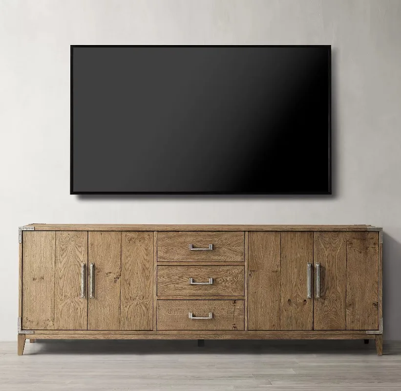 American retro living room home solid wood TV cabinet simple modern light luxury oak complete TV table