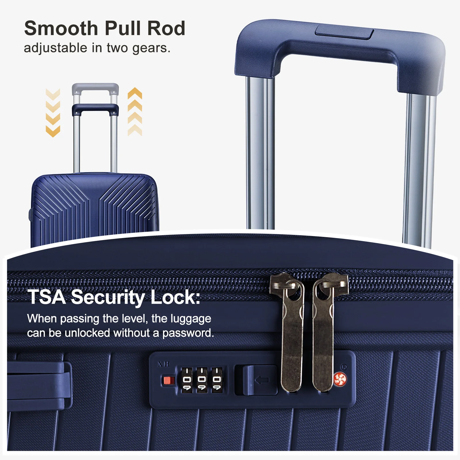 3PC Luggage with Lock, 4 Rolling Spinner Wheels, Trip Cabin ABS Lightweight Trolley Travel Suitcase for Hand Luggage Business