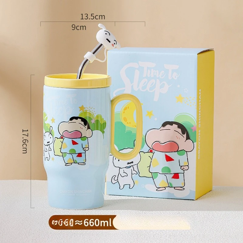 Crayon Shinchan Ceramic Mug with Lid Straw Handle, Large Capacity Creative Unique Cute Coffee Cup, Gift for Home Office Use - Image 6
