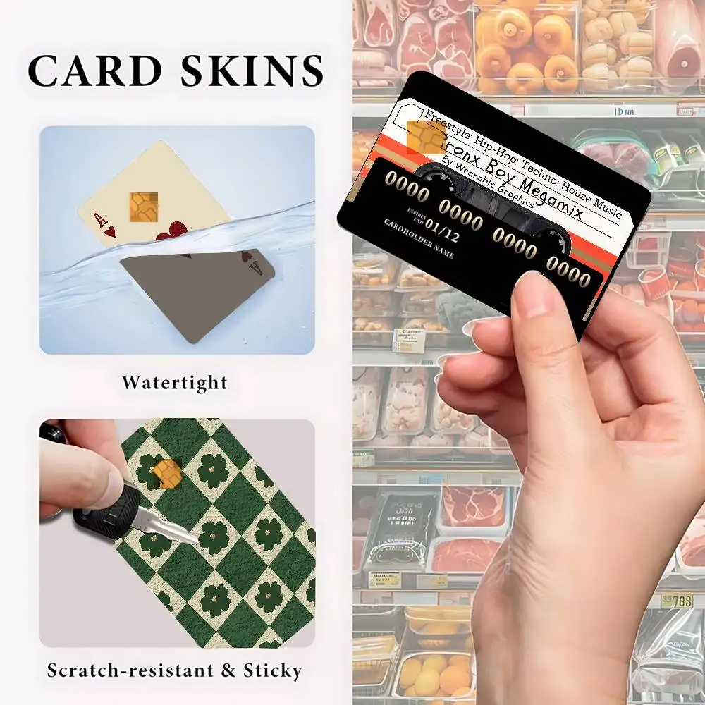 Poker Card Billiards 8 Pattern Credit Card Skin Stickers Matte Anti Scratch Suitable For Bus And Subway Contactless IC Cards