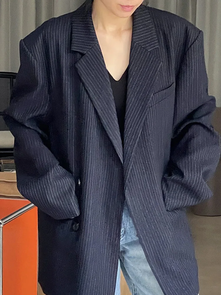 Yermora-女性用ストライプデザインスーツ,ノッチブレザー,シングルボタン,ベーシックジャケット,長袖,ゆったりとした服,新しい春のコレクション2022