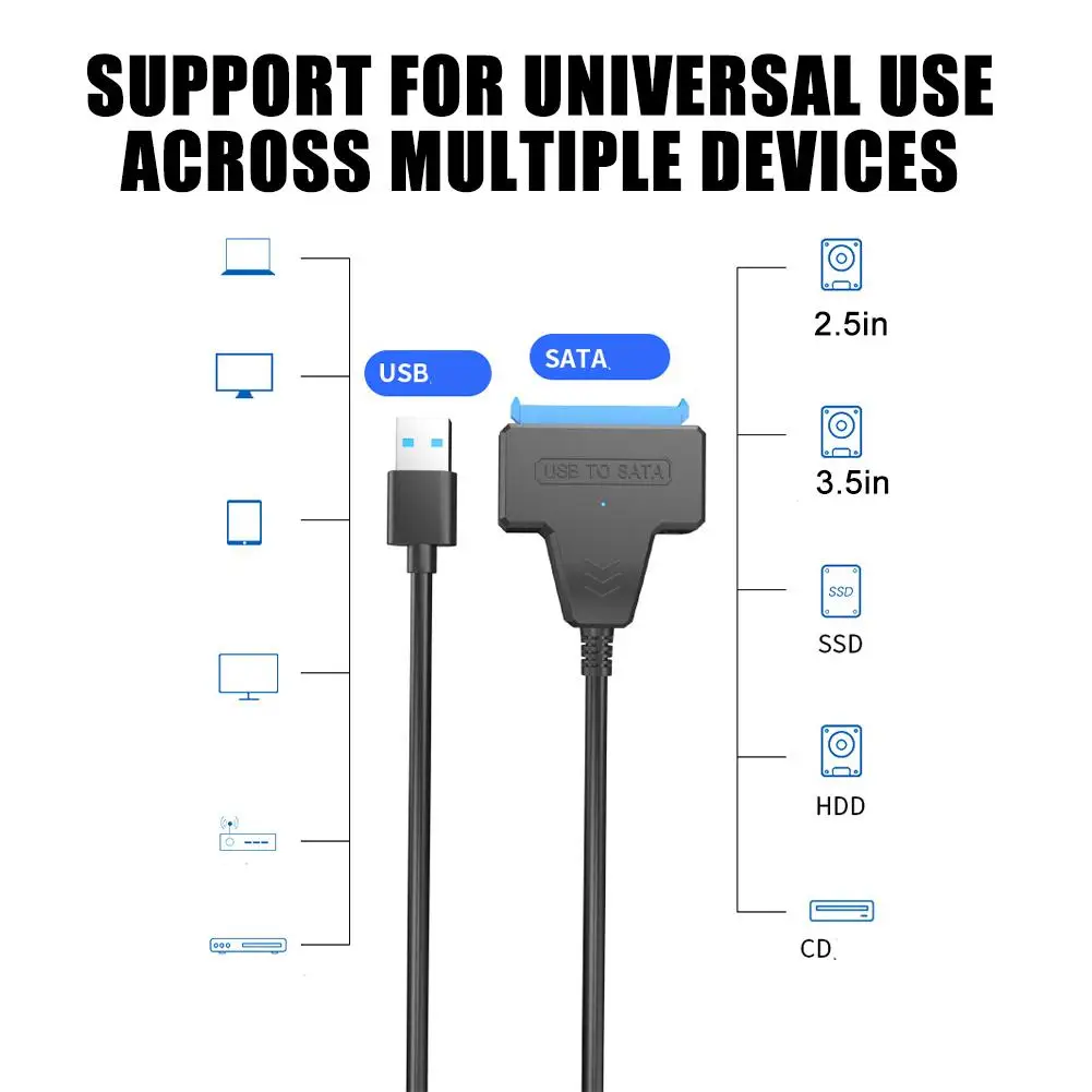 SATA к USB 3,0/2,0 кабель до 6 Гбит/с для 2,5 дюймового внешнего жесткого диска SSD жесткого диска SATA 3 22-контактный адаптер USB 3,0 к Sata