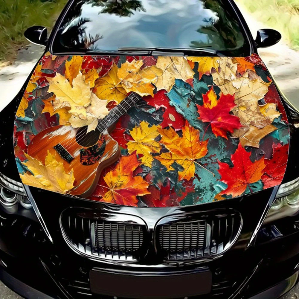 

Кленовые листья; Осень; Теплый; Красочный; Гитара; Музыка; Художественный; Подарок. Наклейка на капот автомобиля, Наклейка на мотоцикл и грузовик, Самоклеящаяся