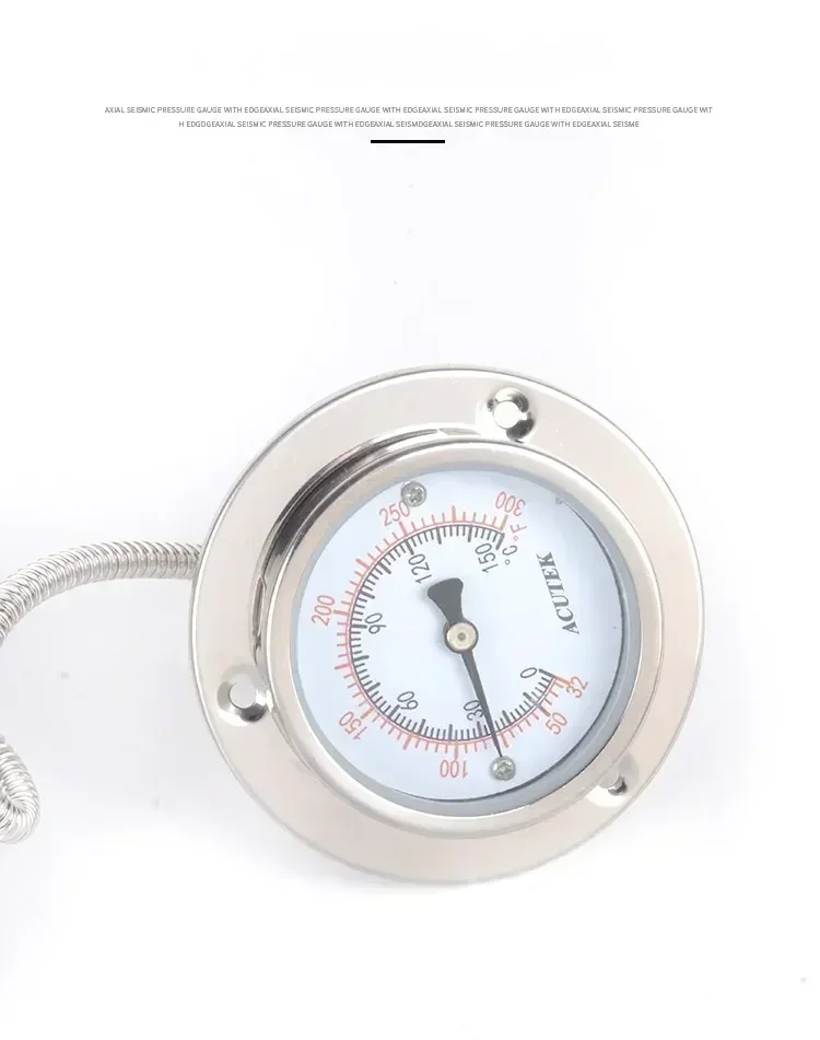 WTZ-63 エッジ付きアキシャルステンレス鋼圧力温度計、ライン長さ 3m、ネジ 1/2、プローブ 10*100mm。 C.