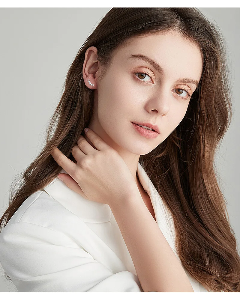 Moissanite Stud Earrings 925 Sterling Silver 18k Plated  Smile Earrings For Women Jewelry