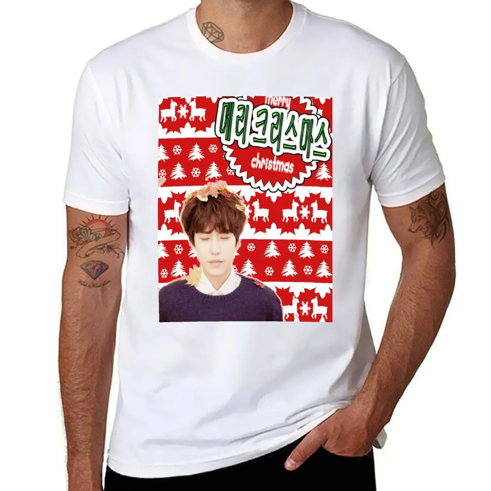 Футболка Merry Kpop Xmas [Kyuhyun] Эстетическая одежда, простая дизайнерская футболка для мужчин
